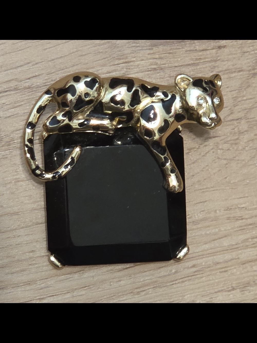 Chico's Gold and Black Leopard Accent Brooch